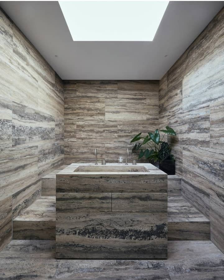 a room designesd with natural stone