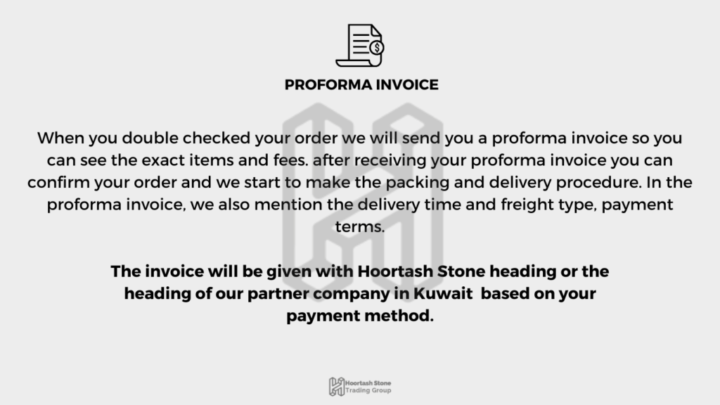 a slide informing customers about invoice and proforma invoice