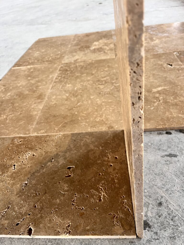 an image of dry laid nece travertine tiles that shows the 1.2 mm thicknes accuracy