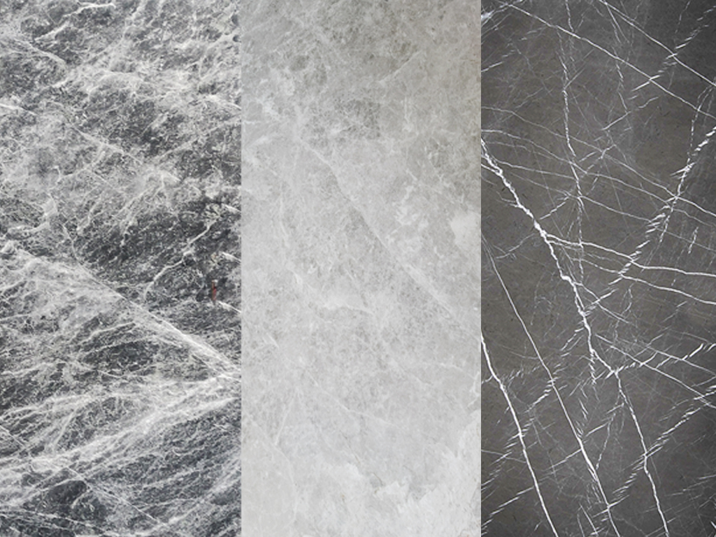 a picture of 3 gray marb;lestextures together